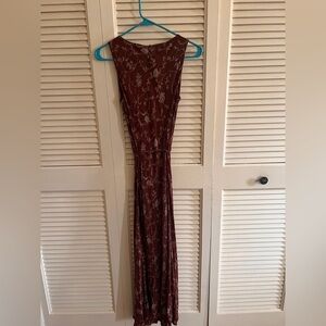 Casual Corner Burgundy Floral Maxi Dress
